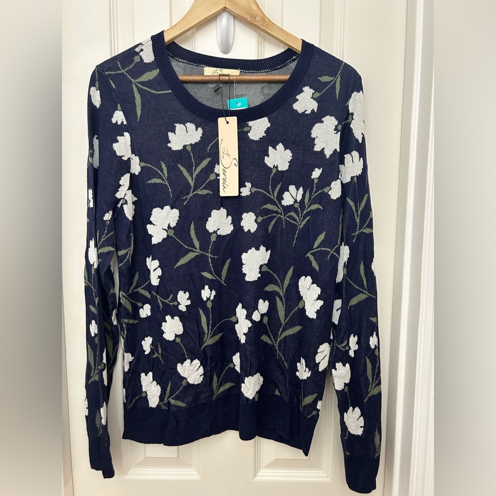 Floral Navy Sweater